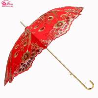 大红色雨伞复古蕾丝绣花出嫁伞结婚伞婚礼喜庆新娘伞婚庆红雨伞 红色