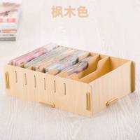 放钱的零钱收纳盒收装盒纸币现金商用抽屉分收纳格分隔式收银盒子 加长橡木色