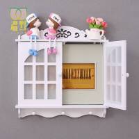 电表箱装饰画配电箱可推拉遮挡壁画客厅挂画总开关弱电源箱电闸盒生活日用居 栅栏仿真窗户款带绿草 大号内径宽57*高44CM