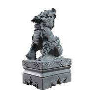 石青石麒麟摆件一对家居送子纳福口石头麒麟 高40长23宽17CM一对