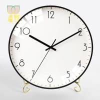 简约钟表摆件个性客厅座钟家用台式桌面摆放时钟创意台钟卧室静音 至简派-A-黑框-黑针+金色支架
