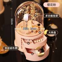 耳环收纳盒旋转手饰品耳钉发夹首饰盒神器大容量项链耳饰展示架子 blingblingLED灯款仙女粉