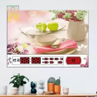 遮挡万年历电表箱装饰画可推拉带钟表客厅无框挂画配电箱闸开关盒 金枝牡丹 外长70高50内60*40有节气