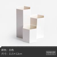 化妆刷收纳桶装眼影刷子的筒化妆品收纳盒桌面口红架多格眉笔ins 六棱柱-白色