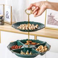 双层果盘美式轻奢家用客厅茶几个性创意欧式干果盘点心盘糖果盘 B款果盘