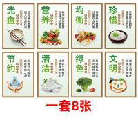 标语墙贴餐厅光盘行动宣传海报食堂饭堂珍惜粮食挂图企业工厂文明用餐礼仪墙贴展板标识 米粒-共9张KT+银边 60x80cm