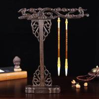 笔架毛笔挂实木质毛笔笔架子鸡翅木双凤毛笔笔架笔挂书法用品 鸡翅木双凤笔挂