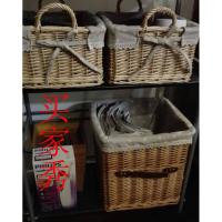 藤编 收纳筐 篮子 带拉手 手提电视柜收纳筐 茶几收纳 抽屉筐定做 大码:32*32*32