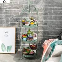 阳台花架铁艺多层室内客厅绿萝多肉花盆架子圆形复古绿花架置物架 圆形 复古绿花架