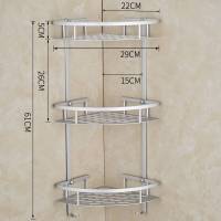 浴室置物架洗澡间三角形三层洗漱台放沐浴露架子卫生间用品 太空铝三层三角篮(条孔) 加高款