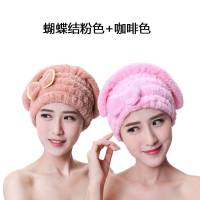 通用韩式干发帽加厚吸水速干日本女浴帽擦头发创意包头巾2只装 蝴蝶结咖啡色+三角巾粉色+束发带猫耳朵