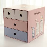 韩国加厚纸质折叠抽屉办公桌面收纳盒 化妆品整理盒 手帐本工具盒 家有忠犬