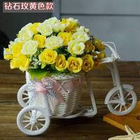 客厅塑料假花仿真插花艺套装饰品家居餐桌绢植物摆件室内卧室摆设 钻石玫紫色+大花车