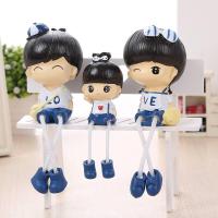 田园家居新房间装饰品小摆设可爱树脂吊脚娃娃创意卧室内人物摆件 百年好合