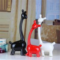 三口之家摆件三只小鹿礼品客厅电视柜酒柜装饰品陶瓷长颈鹿工艺品 乳白色梅花鹿一对