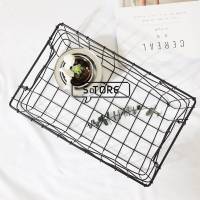 chic 北欧风 铁艺黑色喷漆篮筐简约工业风拍照道具装饰收纳篮子 工业风 收纳篮