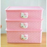 kt猫三件套加厚编织塑料文胸内衣内裤袜子收纳整理盒带盖套装