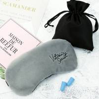 眼罩睡眠遮光透气女男士冰袋夏季冷热敷可爱眼罩耳塞防噪音三件套 浅灰色刺绣耳塞+冰袋