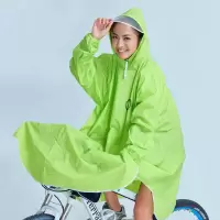 自行车一体带袖雨衣山地车透明帽檐加大单人骑行可背包雨披