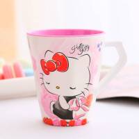 儿童漱口杯女家用卡通可爱牙缸刷牙杯子喝水杯子带手柄牙杯洗漱杯 KT玫瑰花大号带手柄