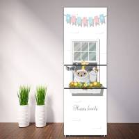 冰箱贴可爱卡通创意画双装饰空调翻新自粘防水玻璃消防栓贴膜纸 b171猫狗一家 大