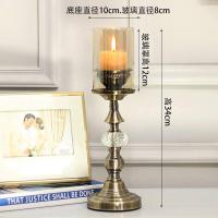 烛台欧式摆件北欧复古金属玻璃蜡烛台 ins鸵鸟羽毛容器装饰品 烛台配粉羽毛9支45-50cm