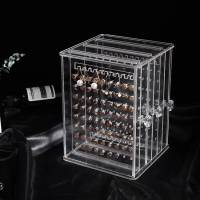 耳环收纳盒 防尘 耳钉盒亚克力透明耳饰挂架首饰展示盒饰品整理盒 透明五层全透22*14*19cm