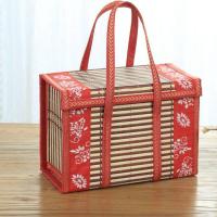 竹篮子大闸蟹包装礼盒 粽子篮 水果篮 鸡蛋篮 竹筐竹篓 收纳竹编 兰花布方包36*16*25