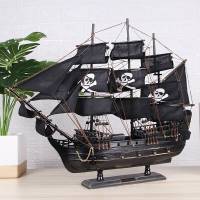 加勒比海盗船模型黑珍珠号帆船摆件复古实木手工木船一帆风顺礼品 95CM仿旧:95cmx17cmx95CM