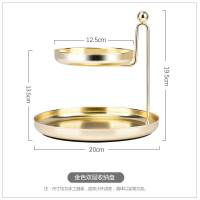 北欧 双层收纳盘 化妆品首饰架 桌面整理托盘 梳妆台金色置物盘