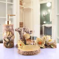 洗漱卫浴五件套装欧式时尚简约浴室卫浴套装新婚礼盒组合摆件 浪漫庄园粉色六件套