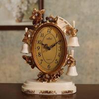 欧式座钟客厅家用铃铛时钟摆钟桌面台式摆件创意坐钟复古美式钟表书房书桌上的摆件SN8775 白玉色静音版