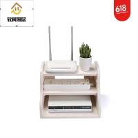 实木路由器收纳盒机顶盒置物架插排盒子电线整理WIFI盒壁挂式家用SN2736 白色抽屉款大号