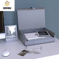 带锁的小箱子储物盒家庭收纳密码家用隐私办公室资料文件箱装私人保密物品的SN5105 新款-雾灰色[可放文件夹]