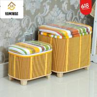 竹编收纳凳子储物凳可坐收纳椅子穿鞋凳多功能换鞋凳子储物箱可以放东西的SN5301