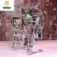 356寸风车式像架摩天轮相框摆件金属diy儿童组合旋转摆台相架SN8716 5寸横版[放12张照片] 相框[含洗照片]