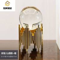 高档办公摆件水晶球创意北欧现代轻奢家居样板间客厅玄关电视柜酒柜装饰品SN2091 排笙高+2只铜大鹿
