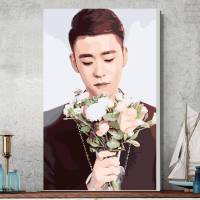 diy定制数字油画张云雷人物填色油画卧室手绘油彩装饰画涂色 张云雷1 40*70绷好内框自己涂色