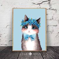 diy数字油画萌宠动物客厅手工填充填色手绘油彩装饰 乖乖猫