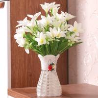 假花仿真干花艺客厅家居装饰品塑料绢花束小盆栽餐桌茶几盆景摆件 白色水仙-2S紫