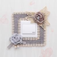 免粘水洗棉麻墙壁开关贴装饰 布艺家用插座套防尘开关套 灰色-单开 8.6*9.0(单个开关)