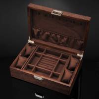 木质首饰盒古风中国风大容量手镯项链手饰品首饰收纳盒ins风装各种首饰的SN9950 深棕色内饰(全新)软表枕