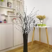 满天星仿真花叶脉干花假花花束装饰花艺客厅落地玄关插花创意摆件 红玫瑰含瓶
