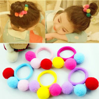 儿童皮筋发圈非一次性毛球皮筋韩国宝宝皮筋头饰七彩可爱头花发饰