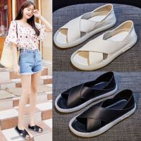 网红凉鞋女夏时尚外穿2021新款真皮平底韩版百搭仙女鞋ins凉拖鞋