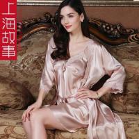 睡衣女冰丝四件套装睡袍成人火辣性感吊带睡裙春秋家居服