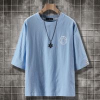 纯棉短袖t恤男大码上衣服男学生韩版潮流桖短袖7分袖体恤男