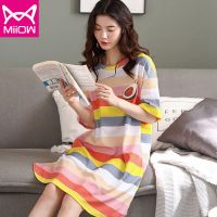 睡衣女夏棉质短袖韩版性感吊带裙ins可外穿松垮中长款睡裙