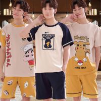 夏季睡衣短袖男大童12-13-15岁初中学生卡通个性潮青年夏装两件套