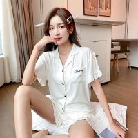 新夏季韩版睡衣女纯棉薄款短袖套装维密学生可爱坑条家居服可外穿